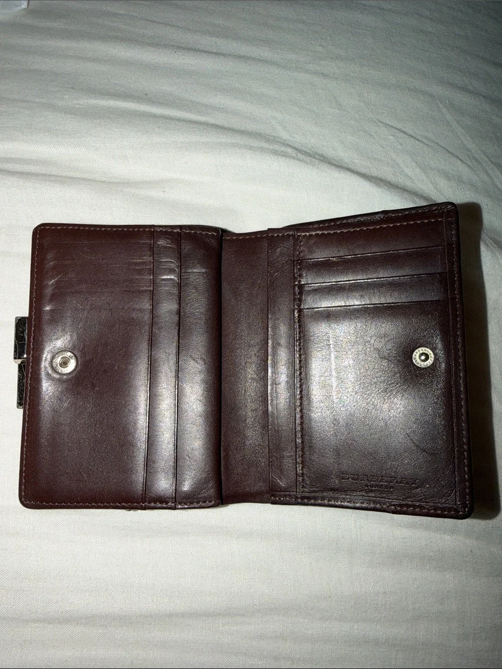 Burberry Beige Check and Brown Leather Wallet